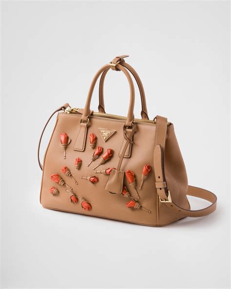 prada 1ba274 city calf|Large Prada Galleria Leather Bag With Floral Appliqués.